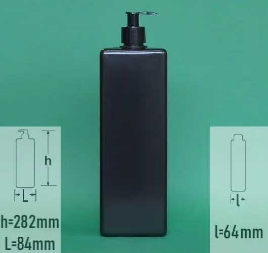 Sticla plastic 1 litru (1000ml) culoare negru cu capac pompita negru
